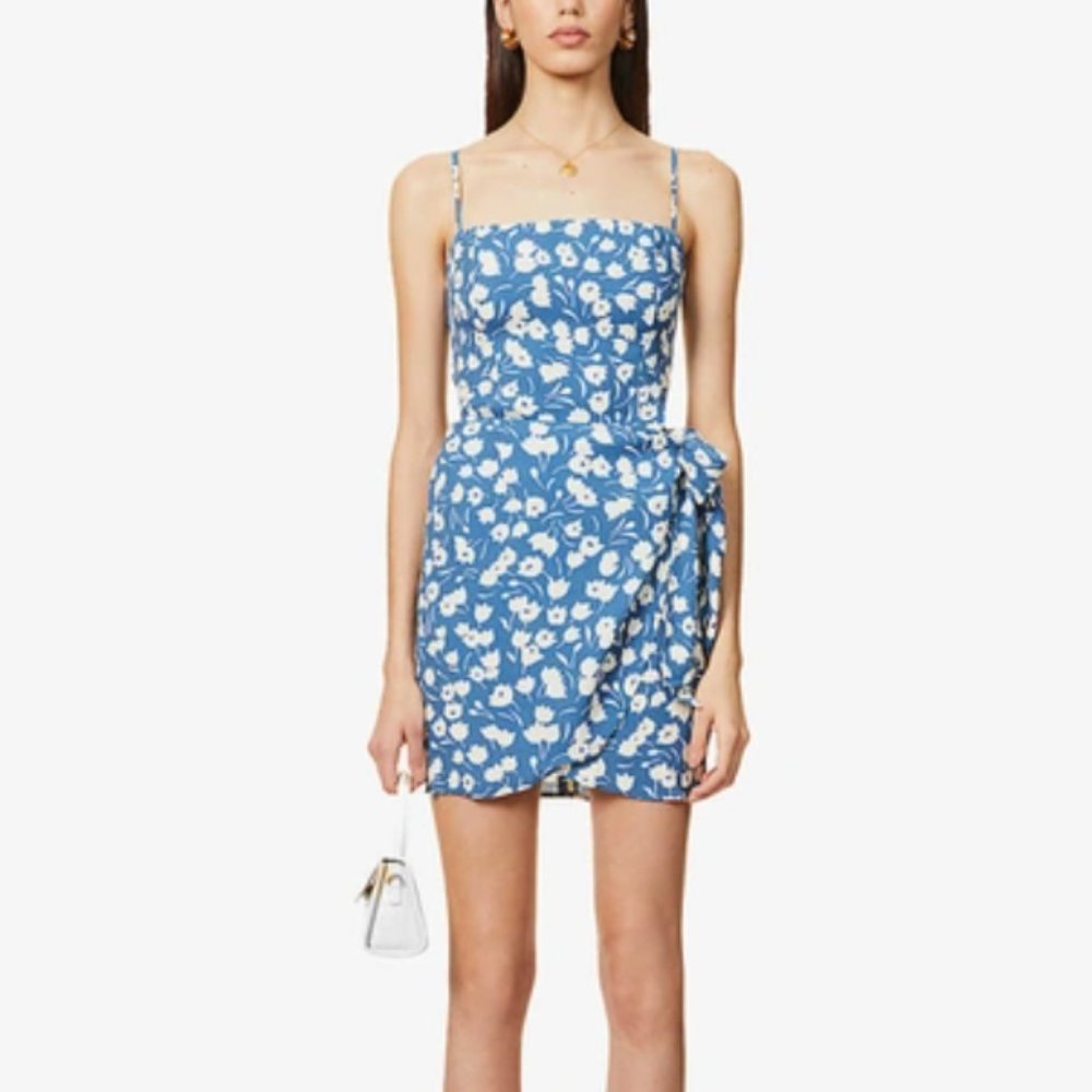 Reformation Canal Floral Mini Wrap Dress